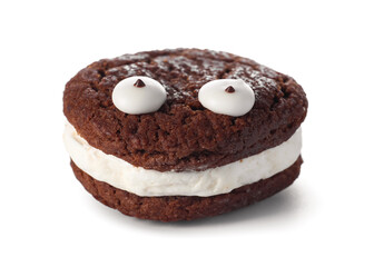 Funny cookie on white background