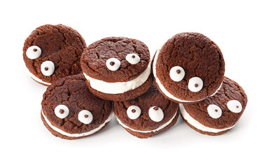 Funny cookies on white background