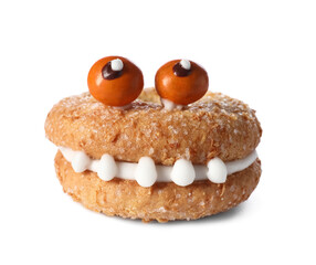 Funny cookie on white background