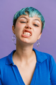 Young female model showing teeth