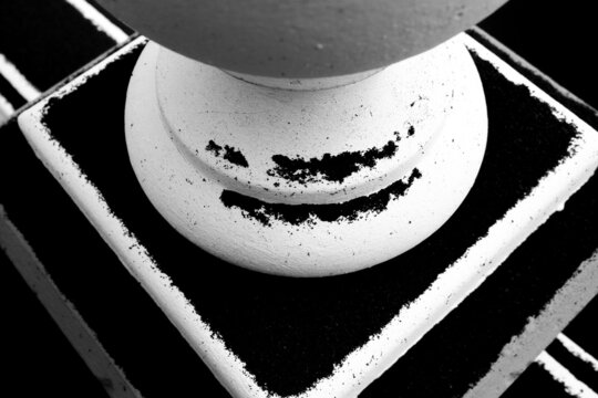 Volcanic ash on a balustrade.