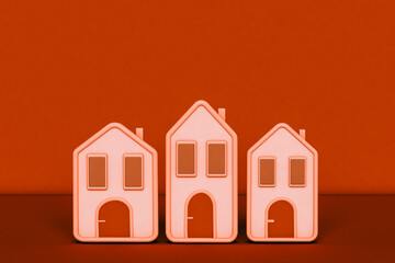 three Little abstract houses