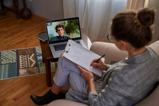 An online psychotherapy done via video call