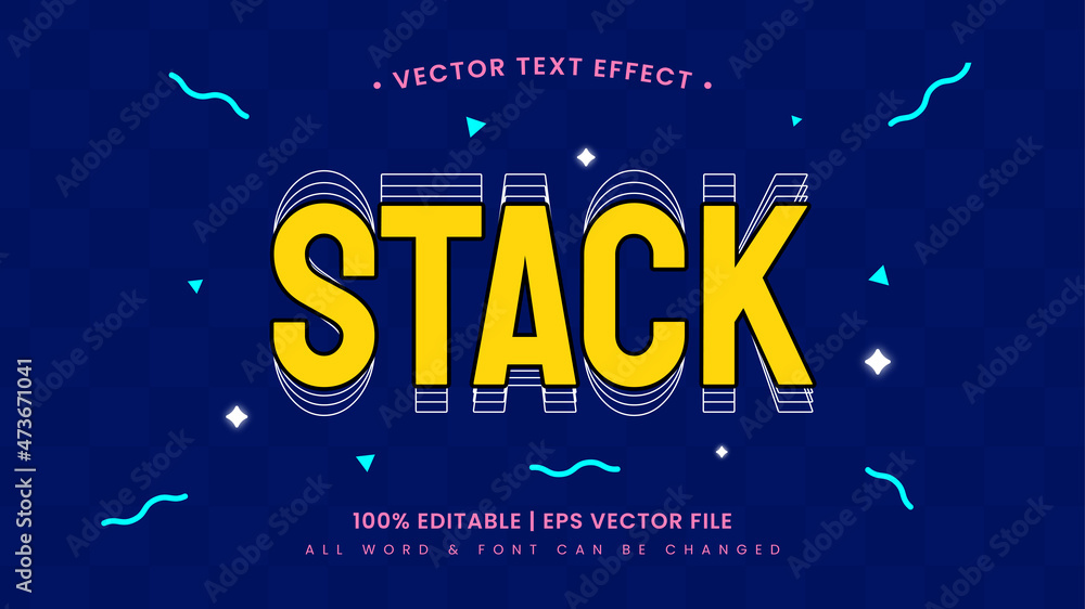 Poster Stack retro 3d text style effect. Editable illustrator text style.