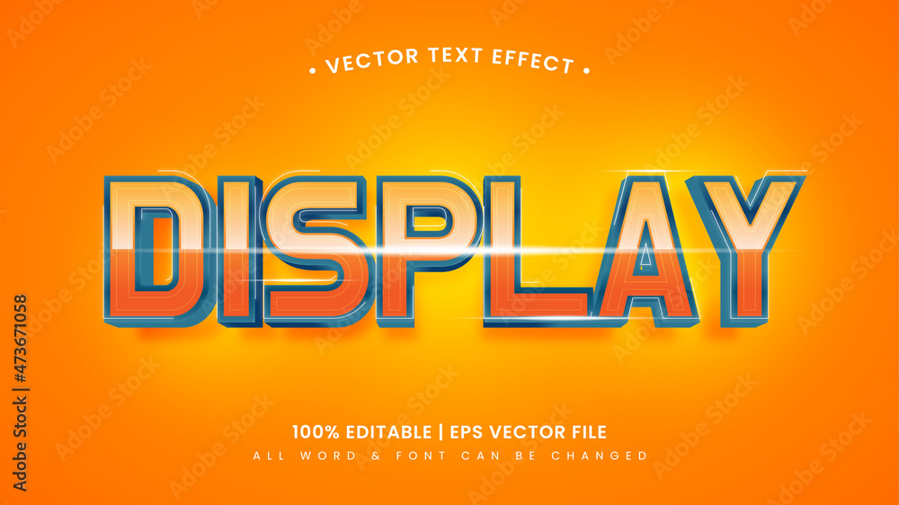 Poster display shiny 3d text style effect. editable illustrator text style.