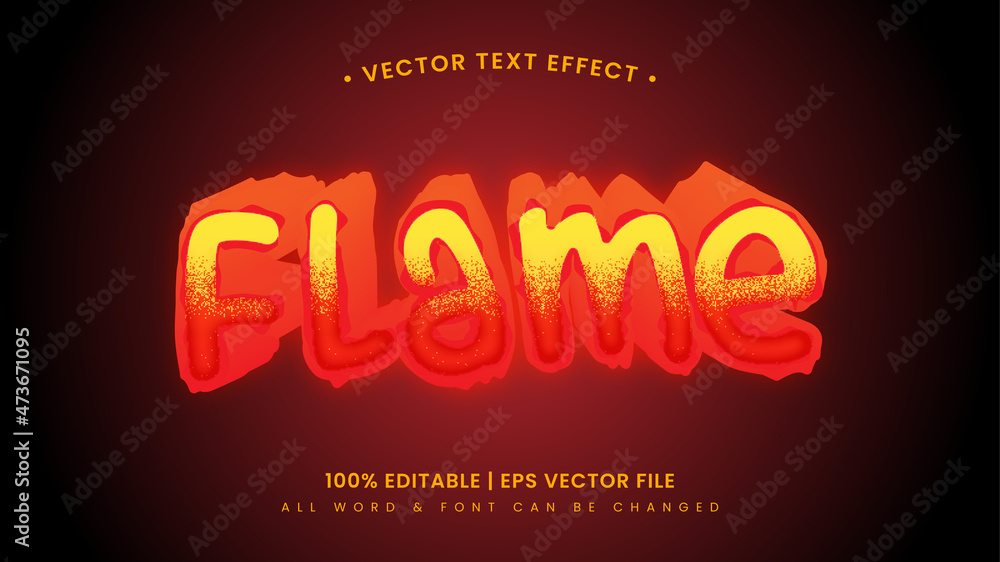 Poster flame 3d text style effect. editable illustrator text style.