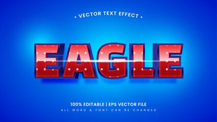 Eagle american flag 3d text style effect. Editable illustrator text style.