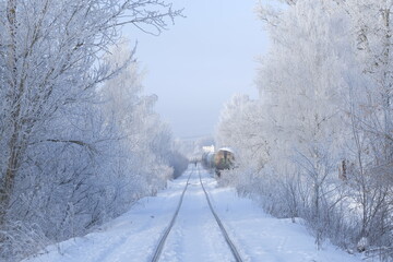 Landscape with the image railway in winter
