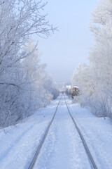 Landscape with the image railway in winter