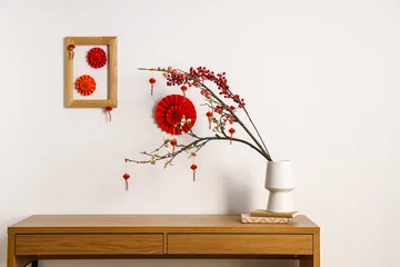 Foto op Canvas Table with beautiful decorations for Chinese New Year celebration in room © Pixel-Shot