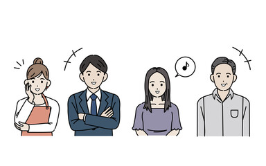 Fototapeta premium 笑顔 笑う 嬉しい 喜ぶ 表情 人々 男性 女性 男女