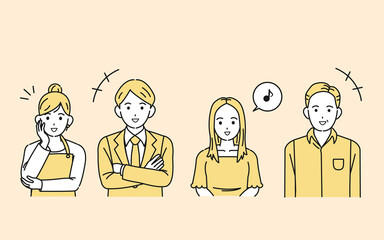 笑顔　笑う　嬉しい　喜ぶ　表情　人々　男性　女性　男女