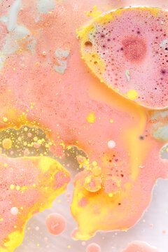 Paint Bubbles in Oil Abstract Background