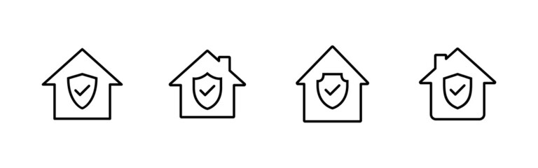 home insurance icons set. home protection sign and symbol