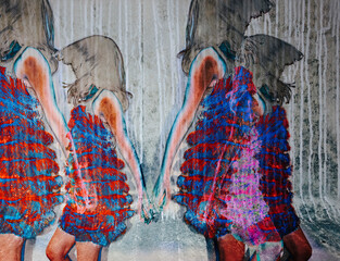 Composite of female dancing in grungy setting