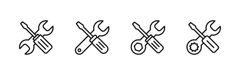 Repair tools icons set. tool sign and symbol. setting icon. Wrench and screwdriver. Service