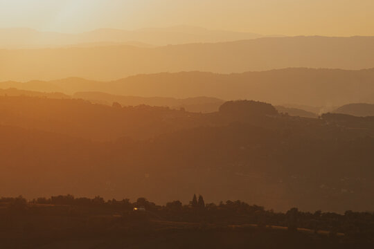 Layers Of Hills During Sunset