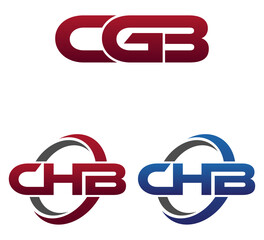 Modern 3 Letters Initial logo Vector Swoosh Red Blue CGB