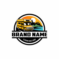 Classic Camper Van with High Roof illustration logo vector