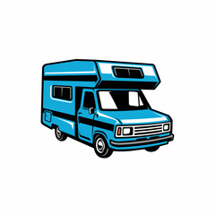 Naklejka premium Classic Camper Van with High Roof illustration logo vector