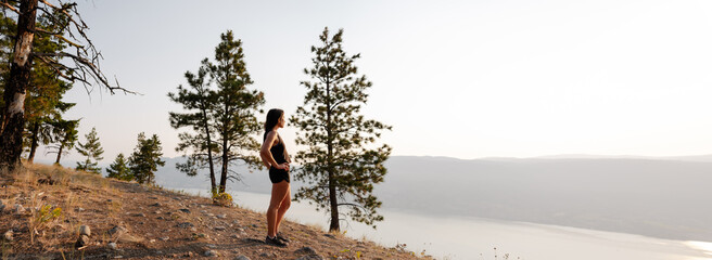 Woman outside recovering and breathing