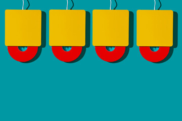 yellow cd readers with red cd