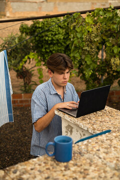 Remote work outdoors countryside