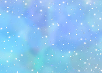 Watercolor Blurred Background. Winter snowy blue and turquoise gradient sky with cloud
