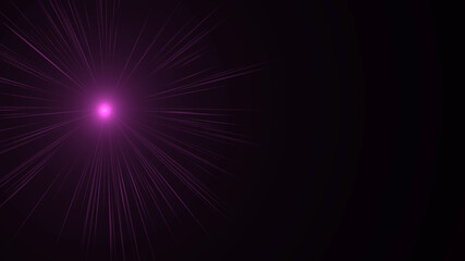 black background with bright rays. cosmic rays background. bright Star. 