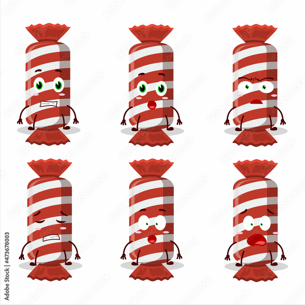 Wall mural character cartoon of red long candy package with scared expression