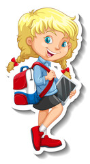American girl cartoon character sticker