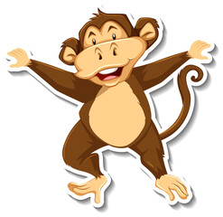 Monkey dancing animal cartoon sticker