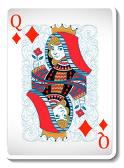 Queen of Diamonds Playing Card Isolated