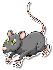 A grey rat animal cartoon sticker