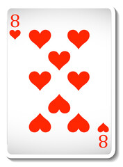 Eight of Hearts Playing Card Isolated
