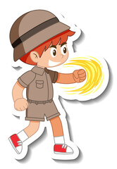 Little boy scout cartoon character sticker