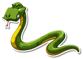 Fototapeta premium Snake cartoon character on white background