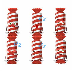 Cartoon character of red long candy package with sleepy expression