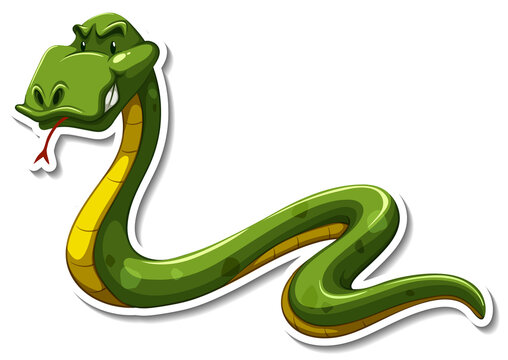 Snake cartoon character on white background