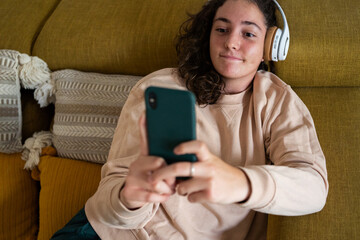 Teenager doing zooming at home