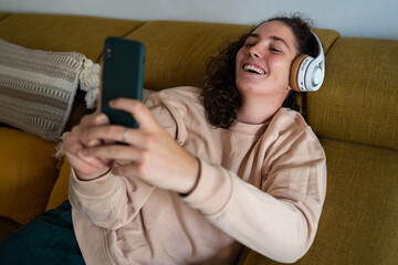 Teenager having fun zooming
