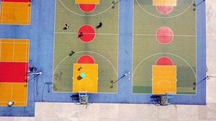 Aerial Top Downward People At Sports Club During Sunny Day - Hong Kong, China