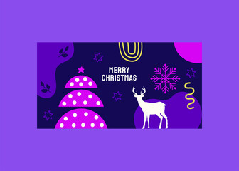 Merry Christmas holiday vector template for any advertising, Social media banner, Greeting, Xmas party flyer, sale voucher, card, cover, and more.