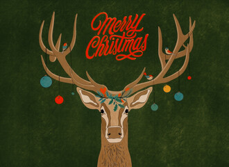 Christmas reindeer with decorated balls