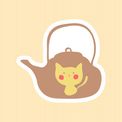 Teapot Cute Funny and Colorful.  Concept for Label, Card, Poster, Eco Bag and Garment.