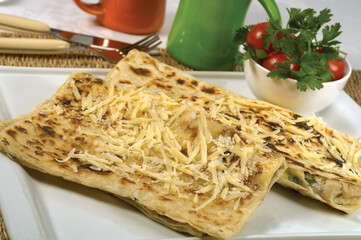 Traditional delicious Turkish food; Potato Pie (Turkish name; patatesli gozleme - gozleme)
