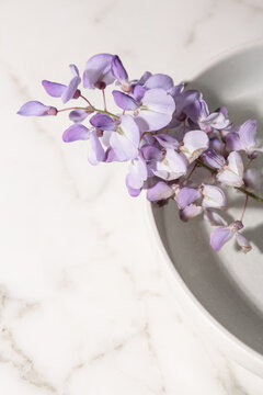 Lilac wisteria marble flat lay