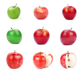 Apple ​Fruit Set. Isolated on White Background