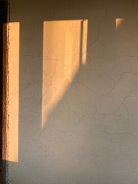Evening sunlight is falling on yellow coloured wall