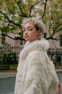 Gen Z woman in the city.